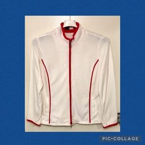 NWT Saks Fifth Avenue Threads Terry Jacket, White/Coral